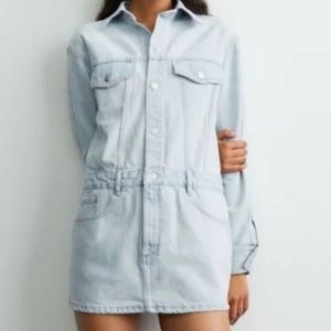 Zara light denim long sleeve romper/jumper skirt